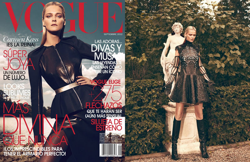 Carmen Kass is Clad in Black for Vogue Latin America’s September Cover Shoot by Koray Birand