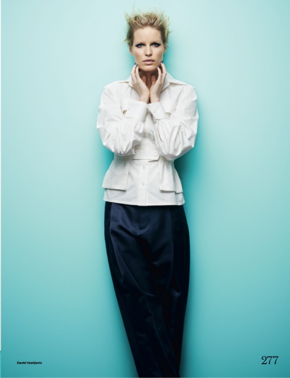 Caroline Winberg Dons Navy Looks for Elle UK by David Vasiljevic