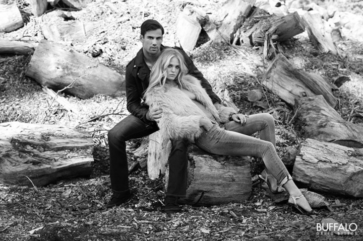 Erin Heatherton Poses with Football Player for Buffalo David Bitton Fall Ads