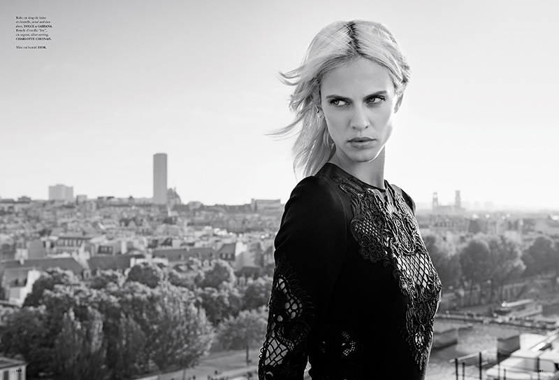Romance Noire: Aymeline Valade Wears Dark Looks for Madame Air France