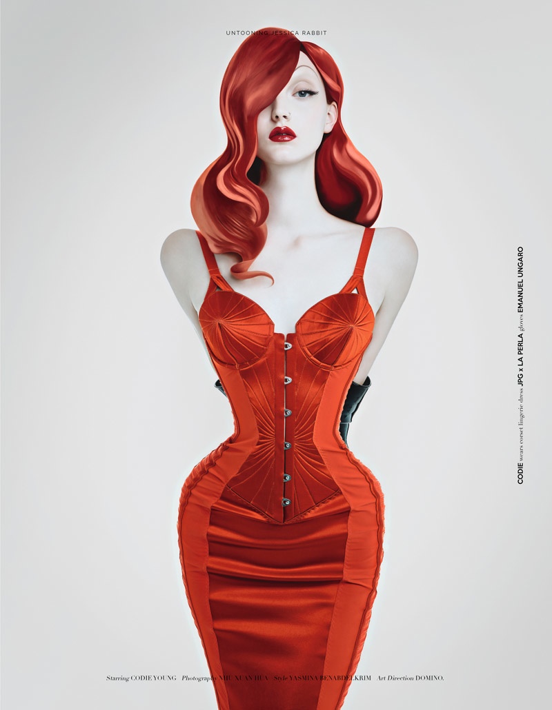 Codie Young Channels Jessica Rabbit for UmnO Magazine Editorial