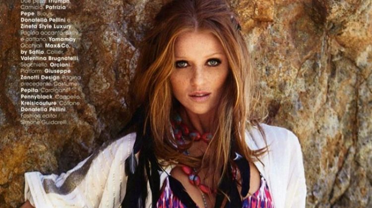 Cintia Dicker Models Colorful Beach Fashions in Glamour Italy