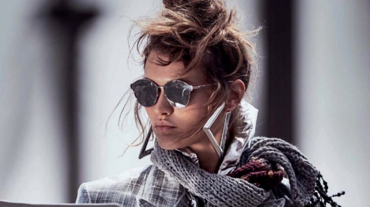 Chloe Lecareux Layers Up in Grey Fashions for ELLE Italy