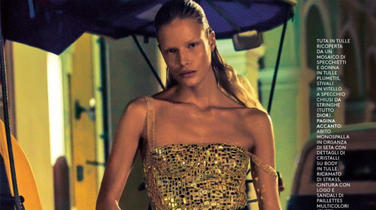 Alena Blohm Glitters in Nighttime Styles for Grazia Italy