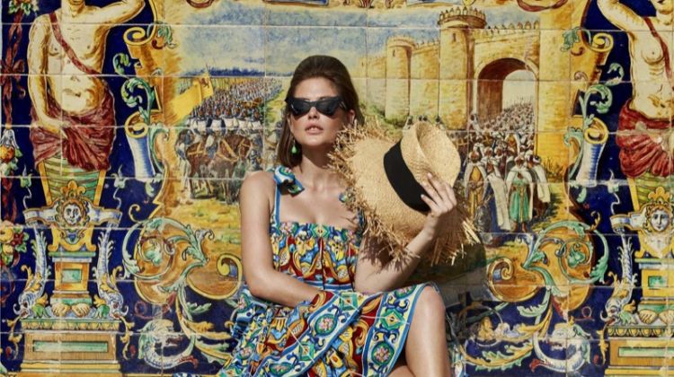 Catherine McNeil Poses in Colorful Prints for Harper’s Bazaar