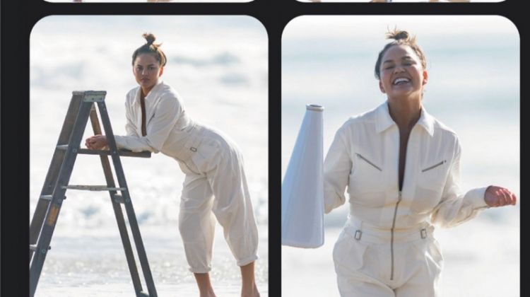 Chrissy Teigen Hits the Beach for ELLE UK
