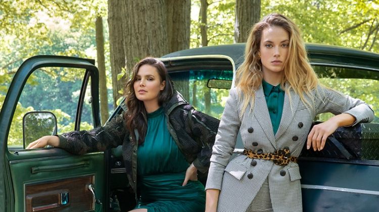 Hannah Ferguson & Candice Huffine Front Veronica Beard Fall ’19 Campaign
