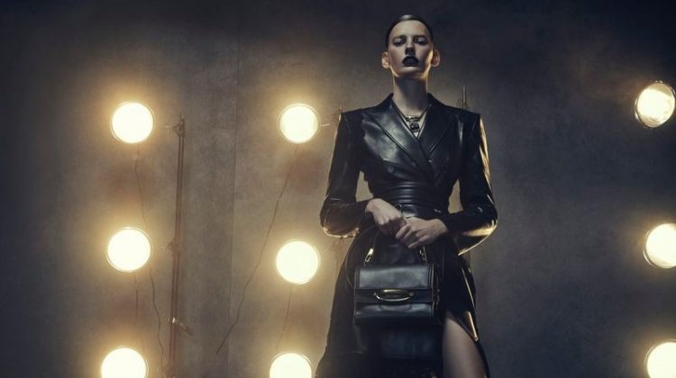 Amanda Murphy Poses in Sleek & Dark Looks for Vogue Greece