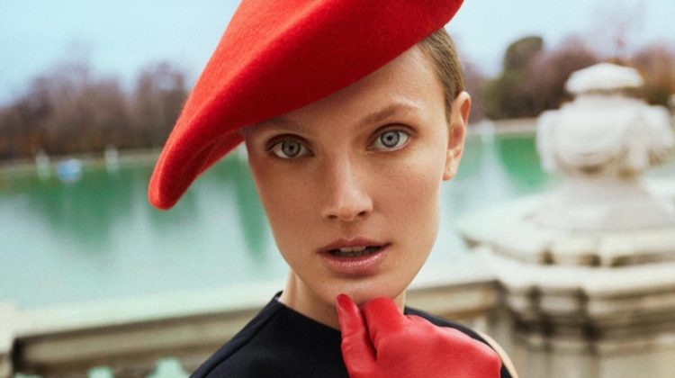 Constance Jablonski Makes a Statement in Red for Harper’s Bazaar Spain