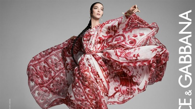 Mariacarla Boscono Stuns in Dolce & Gabbana’s Maiolica Print