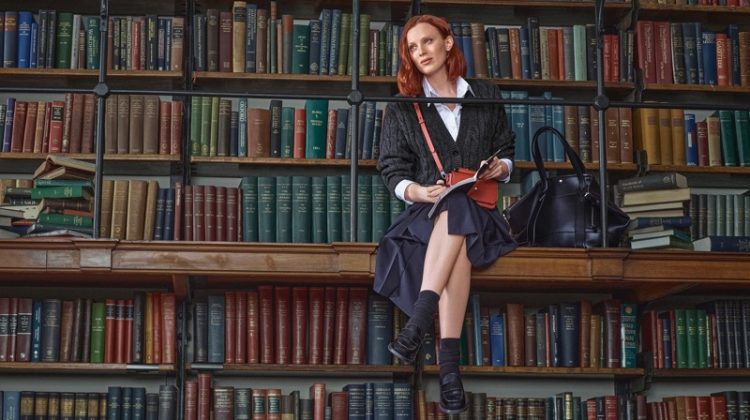 Karen Elson is Preppy Chic in Montblanc’s Library Spirit Campaign
