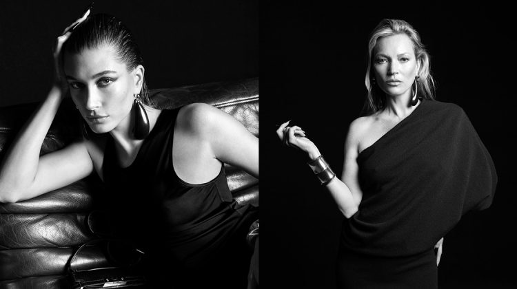 Hailey Bieber, Kate Moss Enchant in Saint Laurent Fall 2023 Ads