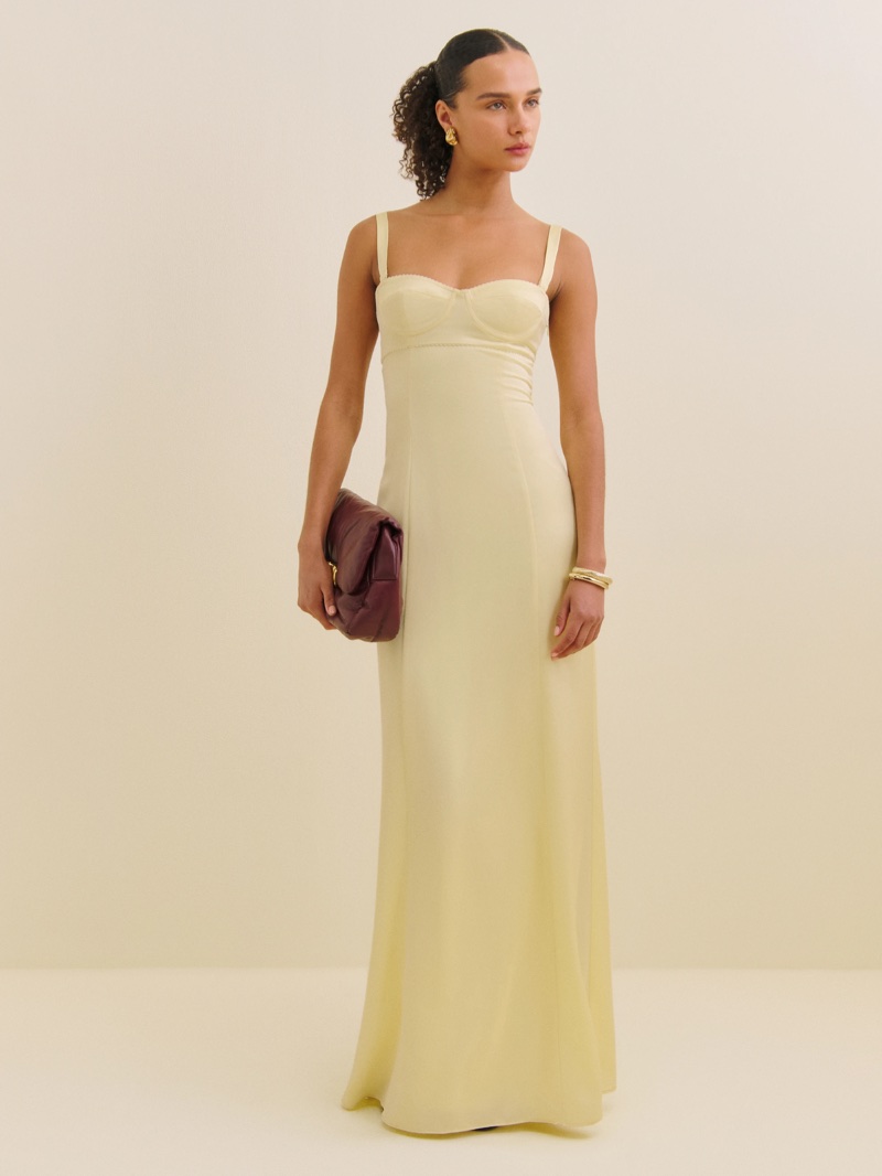 Reformation x Devon Lee Carlson Britney Satin Dress $298