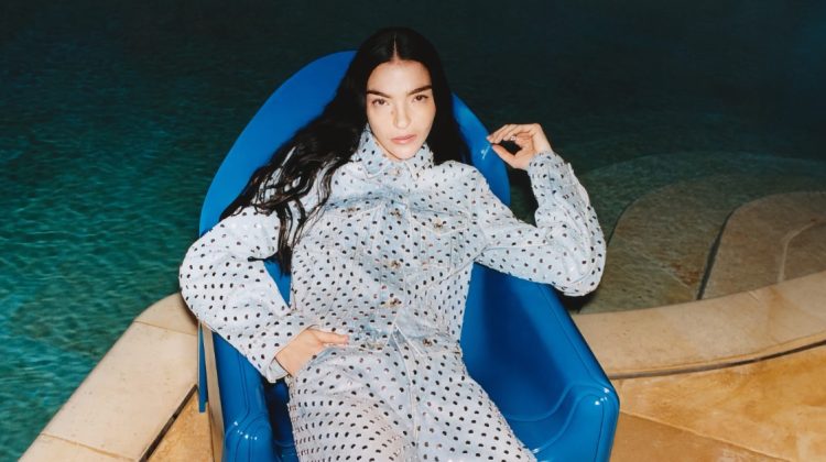 Mariacarla Boscono Lounges in 7 For All Mankind Spring 2025 Ad